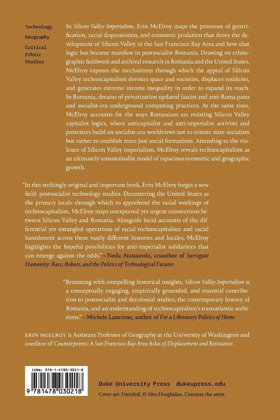 Rückseite: 9781478030218 | Silicon Valley Imperialism | Erin McElroy | Taschenbuch | Englisch