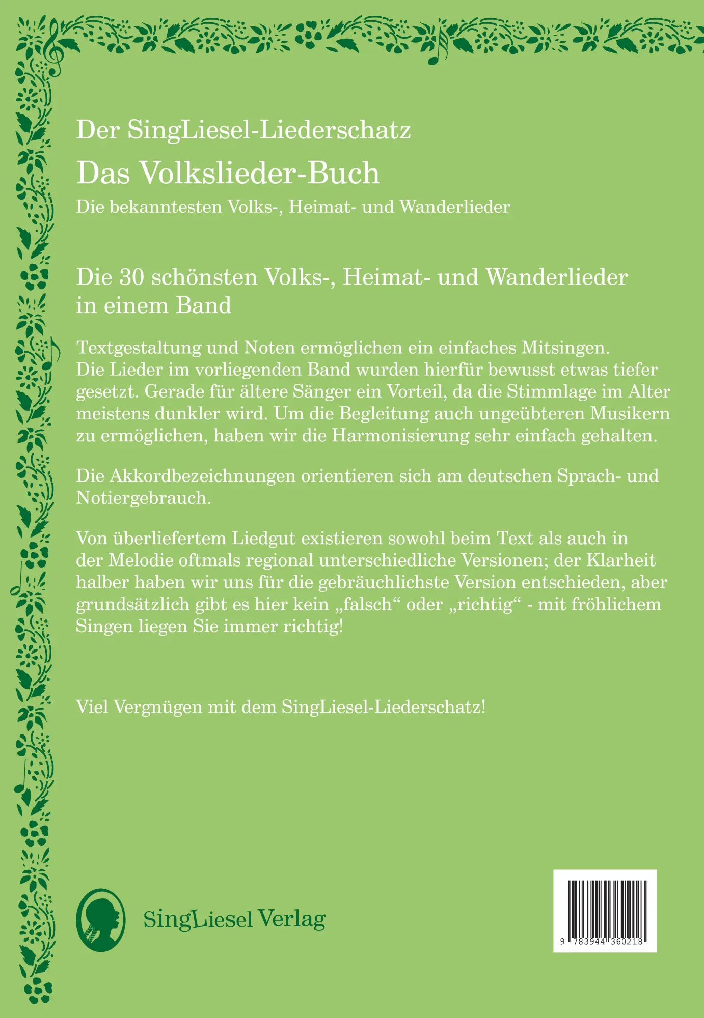 Bild: 9783944360218 | Die schönsten Volkslieder - Das Liederbuch | SingLiesel Verlag | Buch