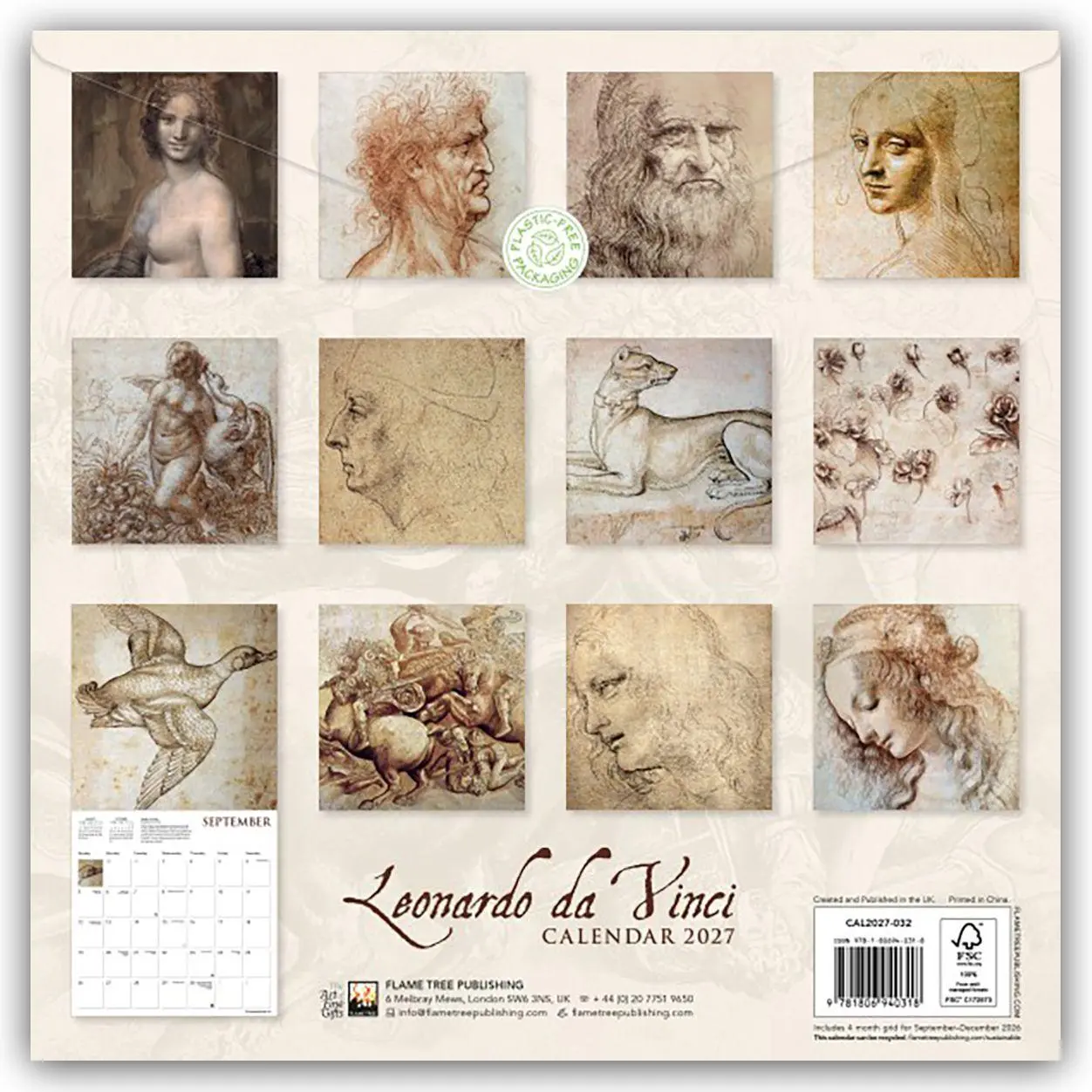 Rückseite: 9781806940318 | Leonardo da Vinci 2027 - Original Flame Tree Publishing-Kalender...
