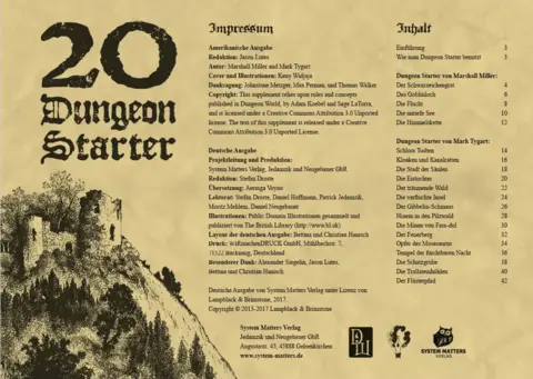 Cover: 9783963780318 | DW: 20 Dungeon Starter | Dungeon World | deutsch | System Matters