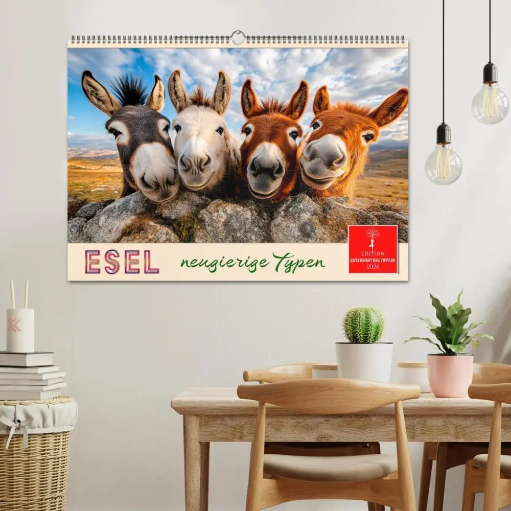 Bild: 9783457330418 | Esel - neugierige Typen (Wandkalender 2026 DIN A2 quer), CALVENDO...