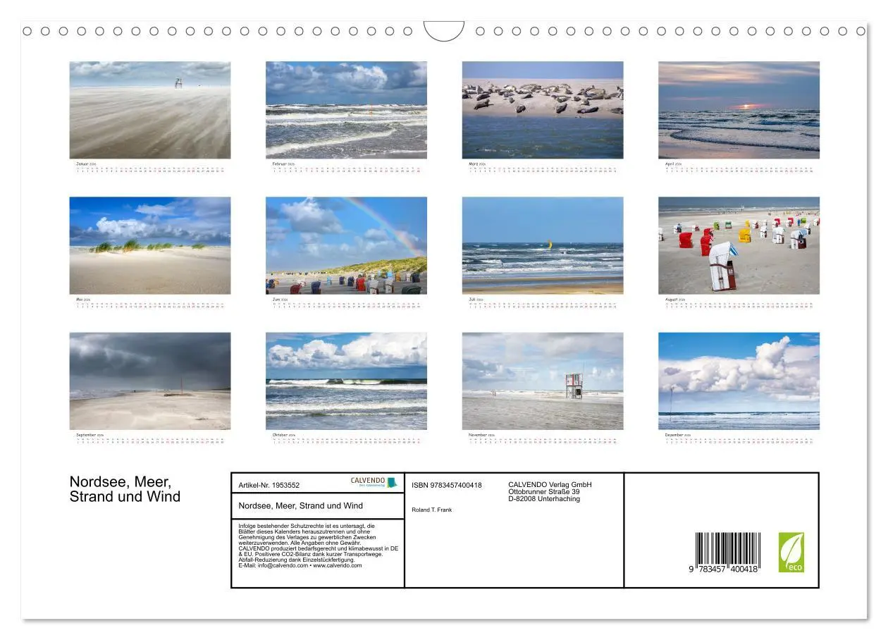 Bild: 9783457400418 | Nordsee, Meer, Strand und Wind (Wandkalender 2026 DIN A3 quer),...