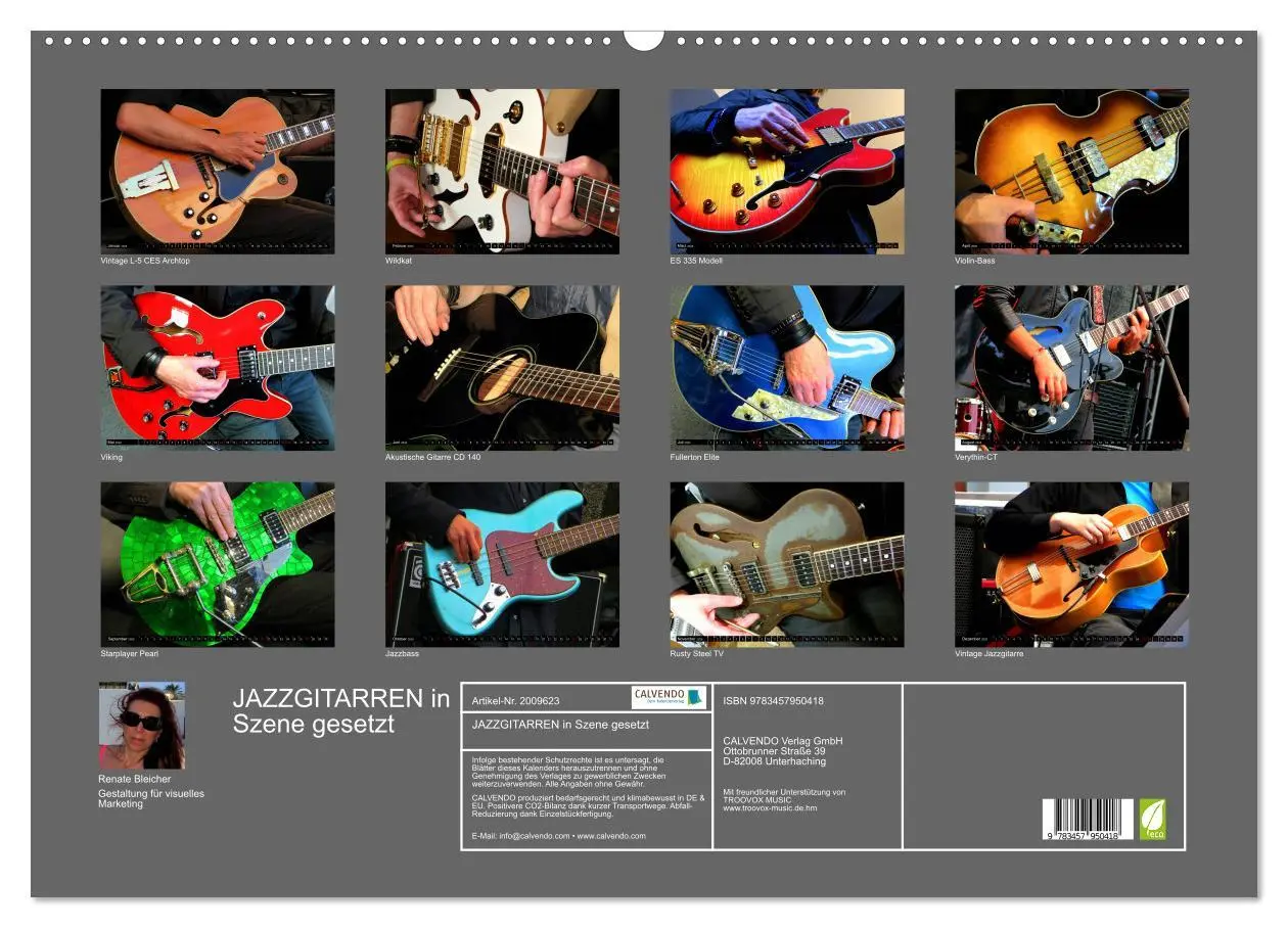 Bild: 9783457950418 | JAZZGITARREN in Szene gesetzt (Wandkalender 2026 DIN A2 quer),...