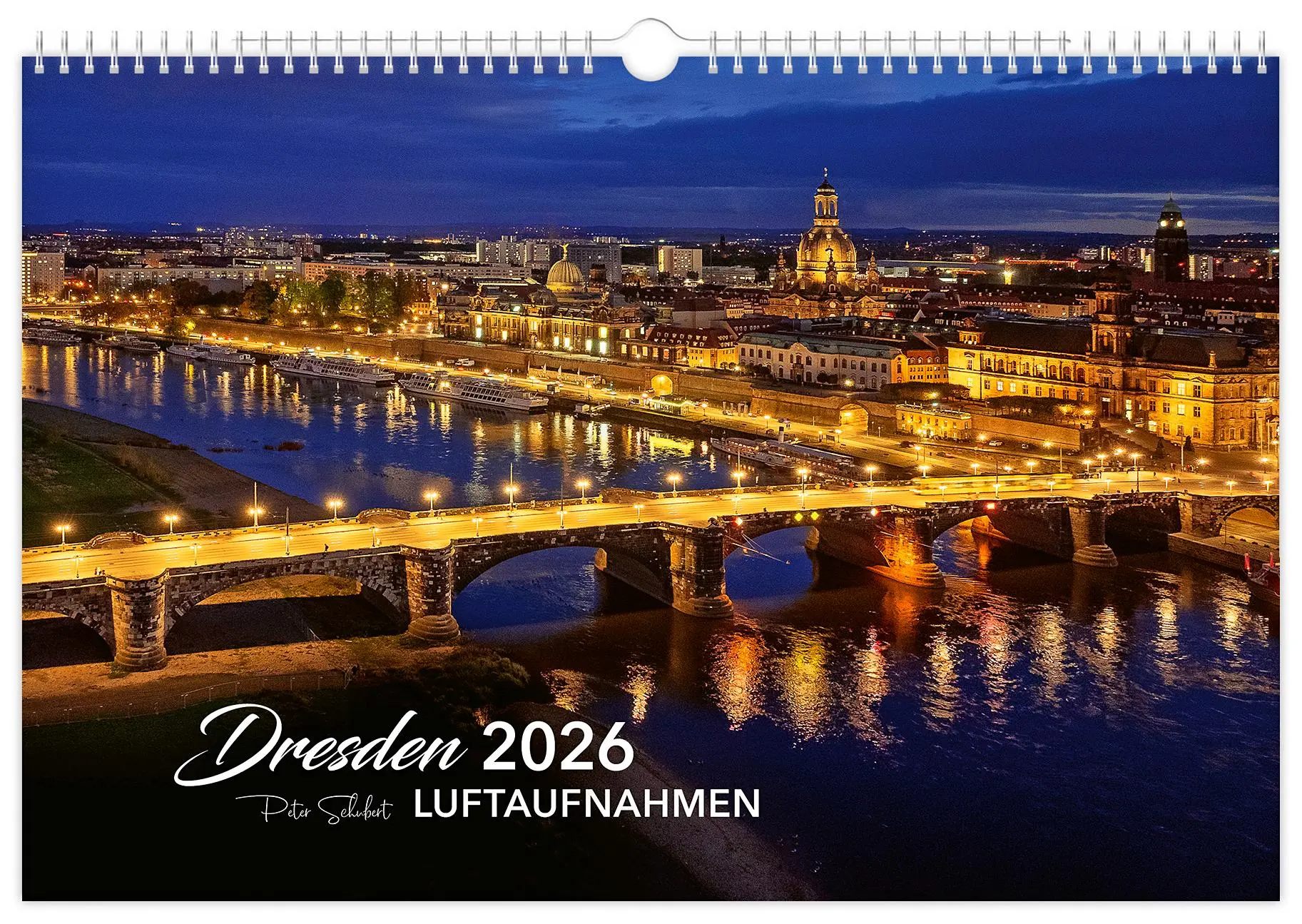 Cover: 9783910680418 | Kalender Dresden Luftaufnahmen 2026 | 45 x 30 cm schwarzes Kalendarium