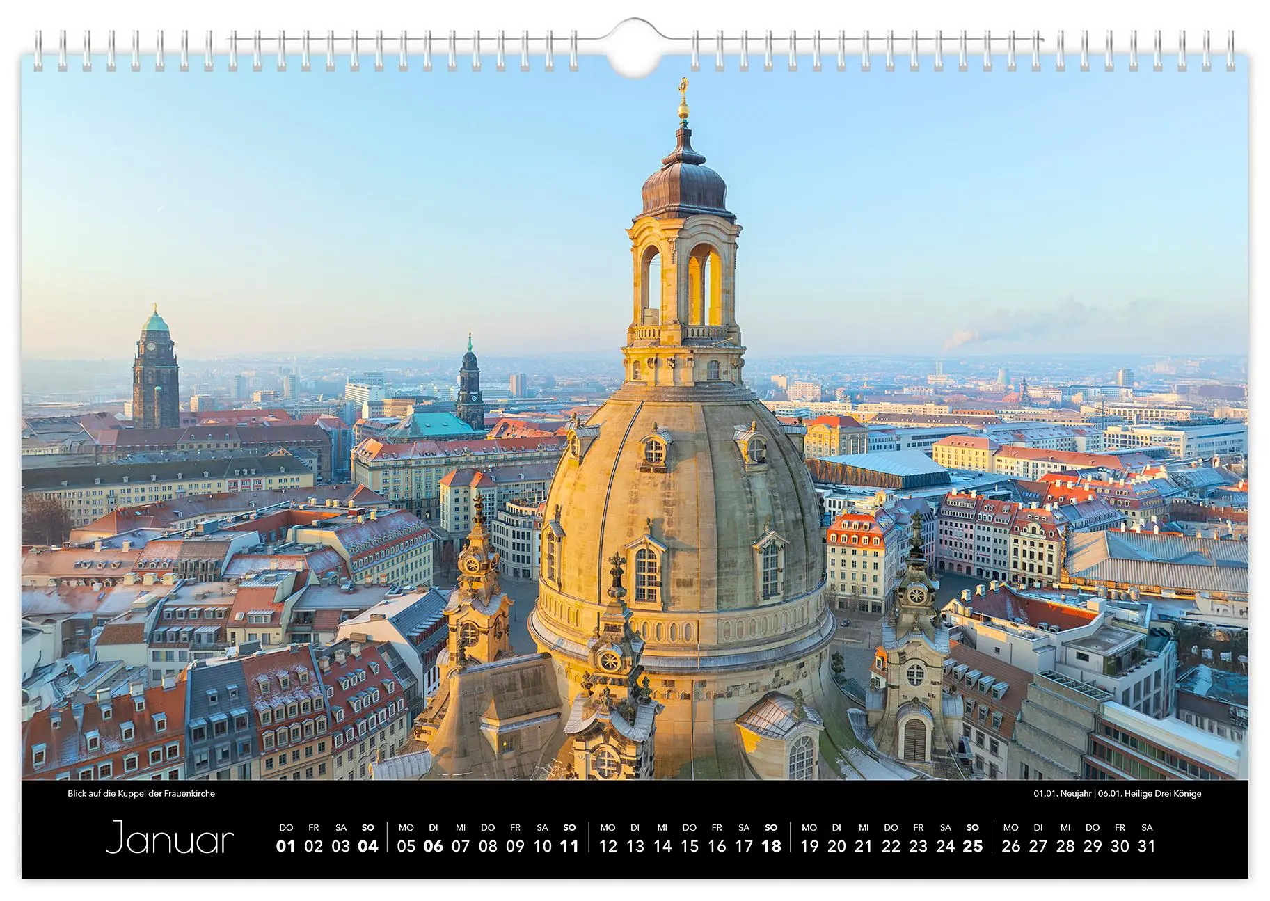Bild: 9783910680418 | Kalender Dresden Luftaufnahmen 2026 | 45 x 30 cm schwarzes Kalendarium