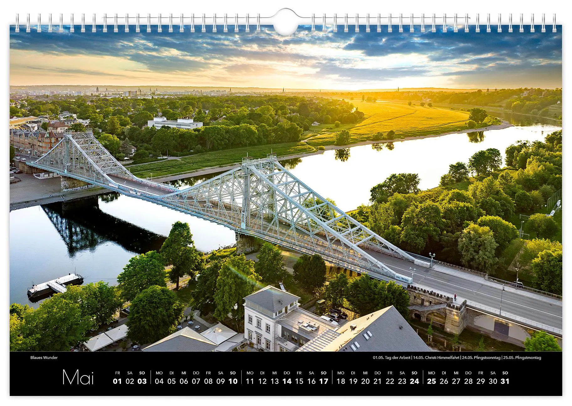 Bild: 9783910680418 | Kalender Dresden Luftaufnahmen 2026 | 45 x 30 cm schwarzes Kalendarium