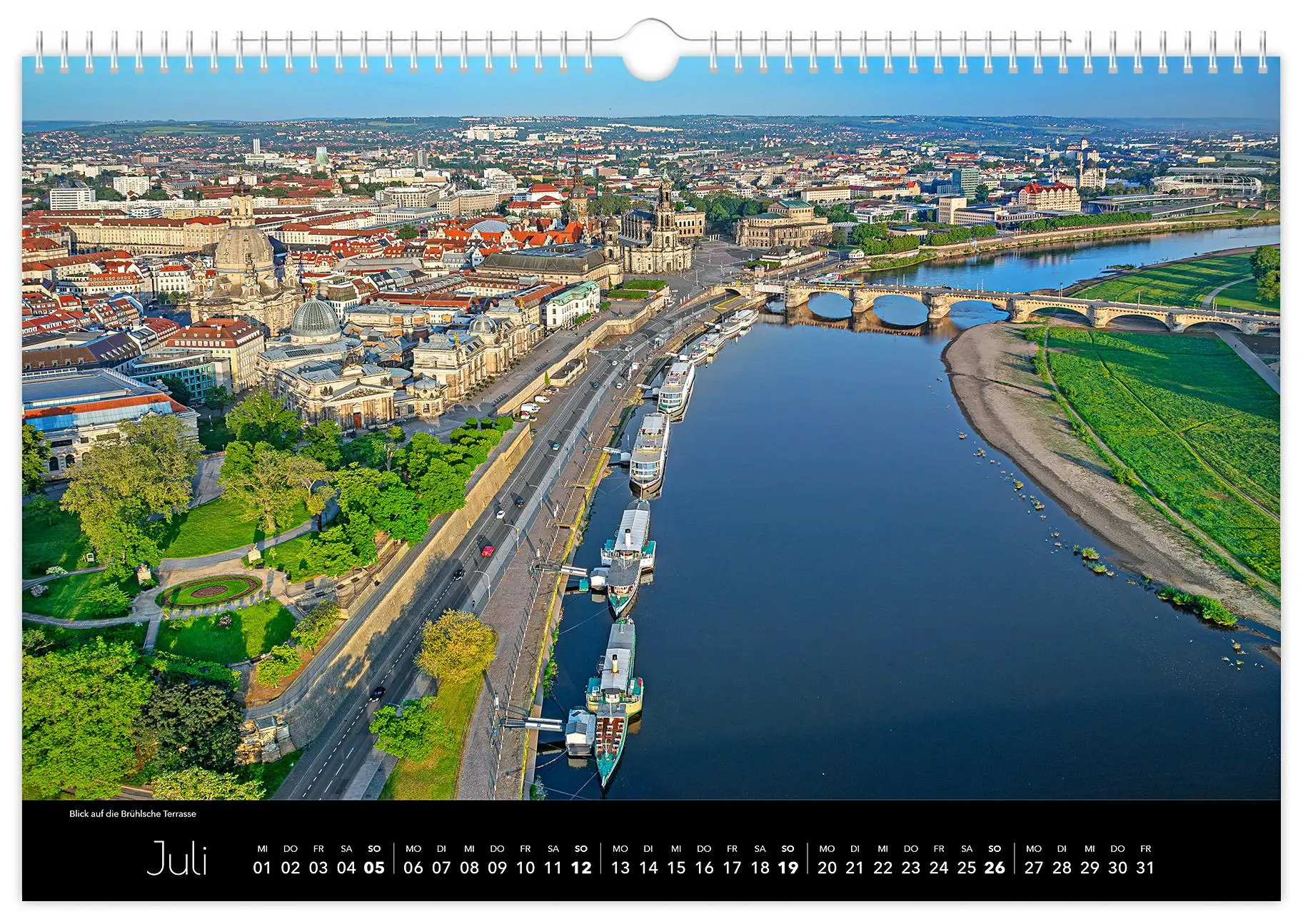 Bild: 9783910680418 | Kalender Dresden Luftaufnahmen 2026 | 45 x 30 cm schwarzes Kalendarium