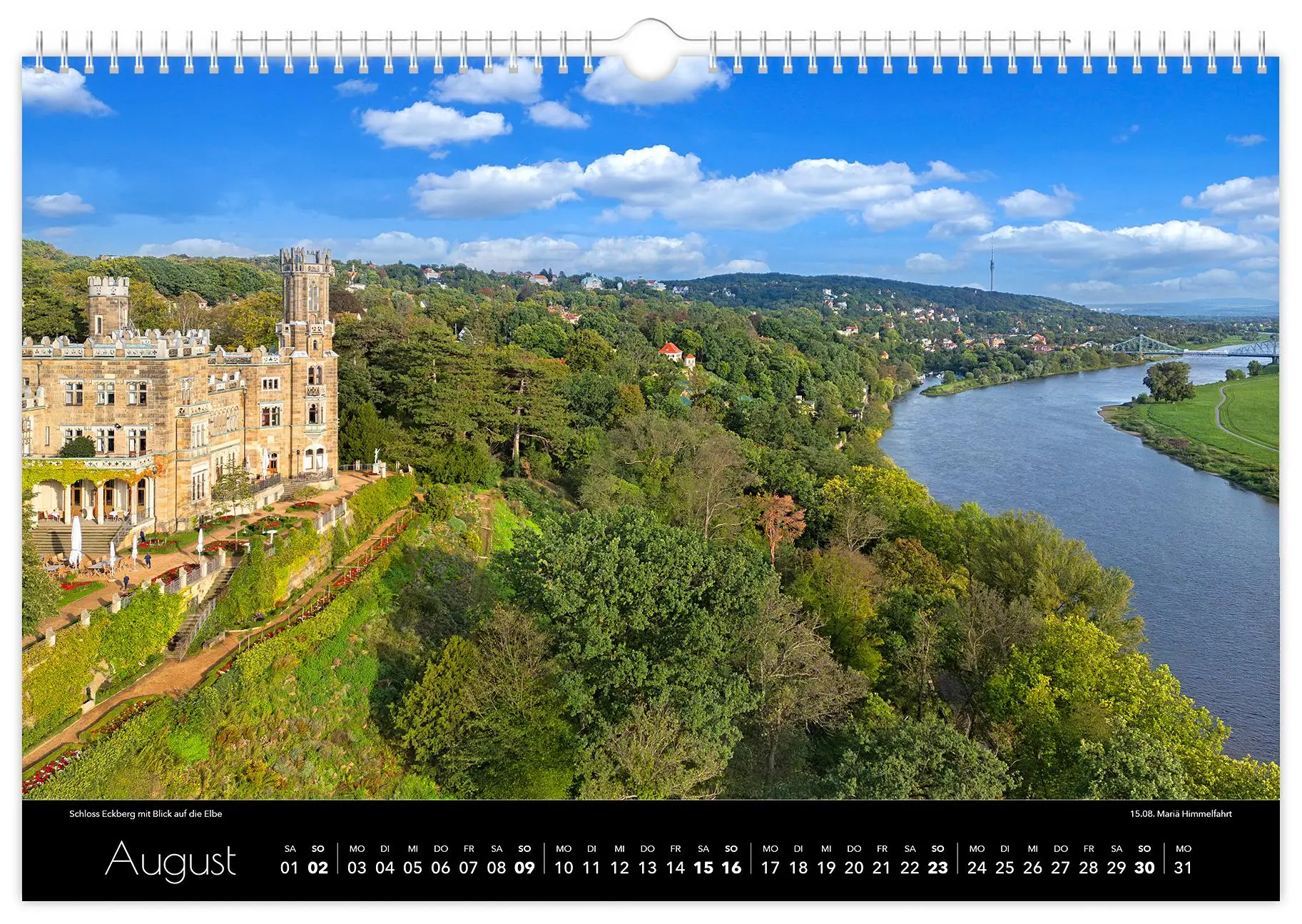 Bild: 9783910680418 | Kalender Dresden Luftaufnahmen 2026 | 45 x 30 cm schwarzes Kalendarium