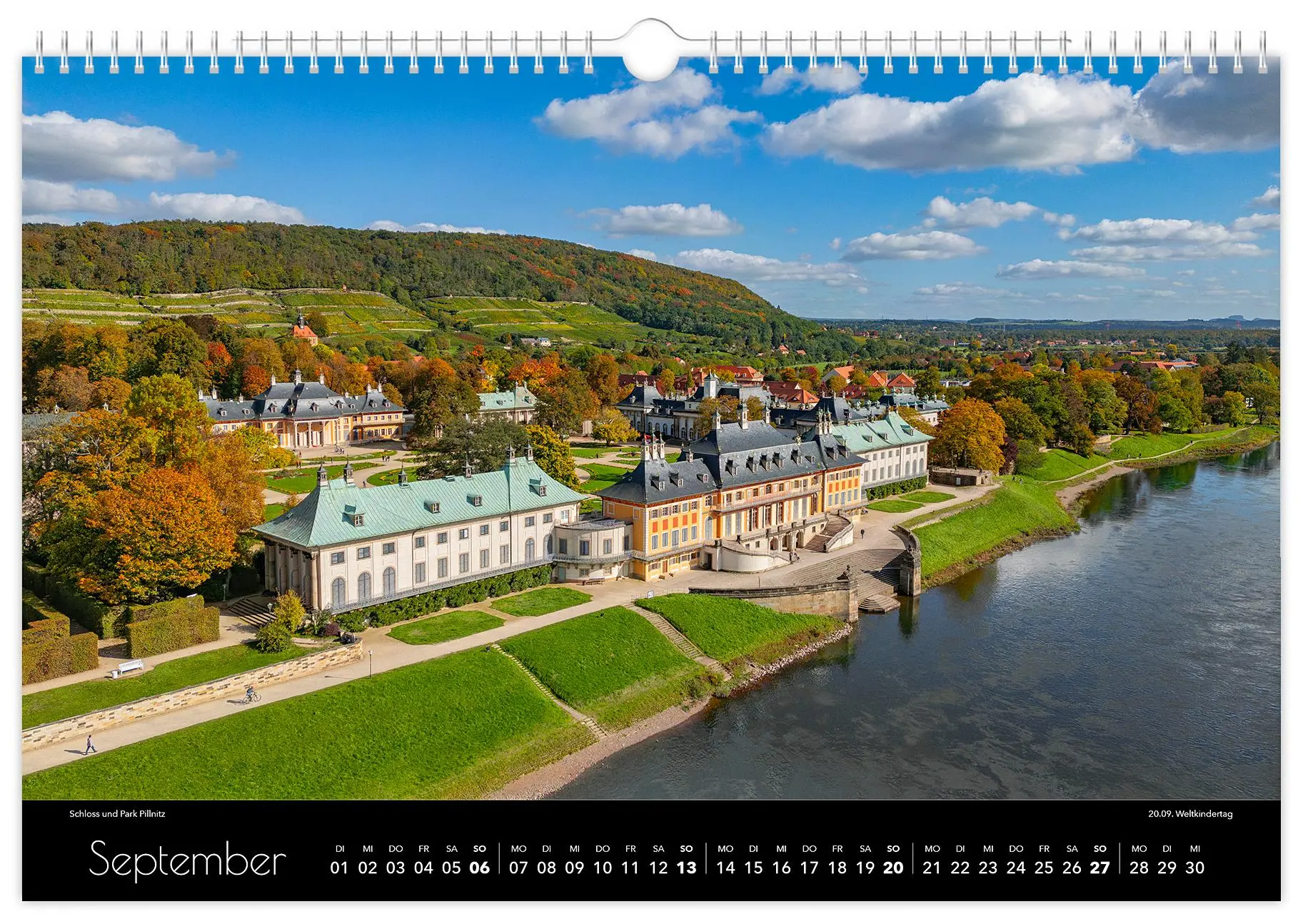 Bild: 9783910680418 | Kalender Dresden Luftaufnahmen 2026 | 45 x 30 cm schwarzes Kalendarium