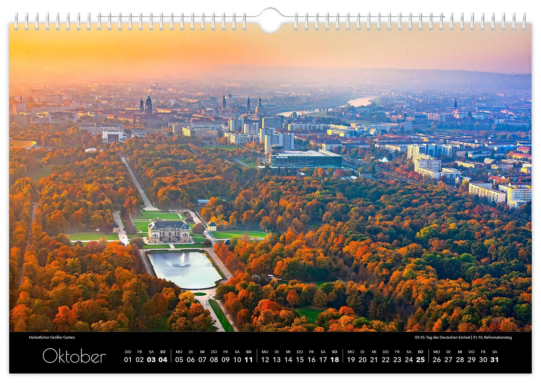 Bild: 9783910680418 | Kalender Dresden Luftaufnahmen 2026 | 45 x 30 cm schwarzes Kalendarium