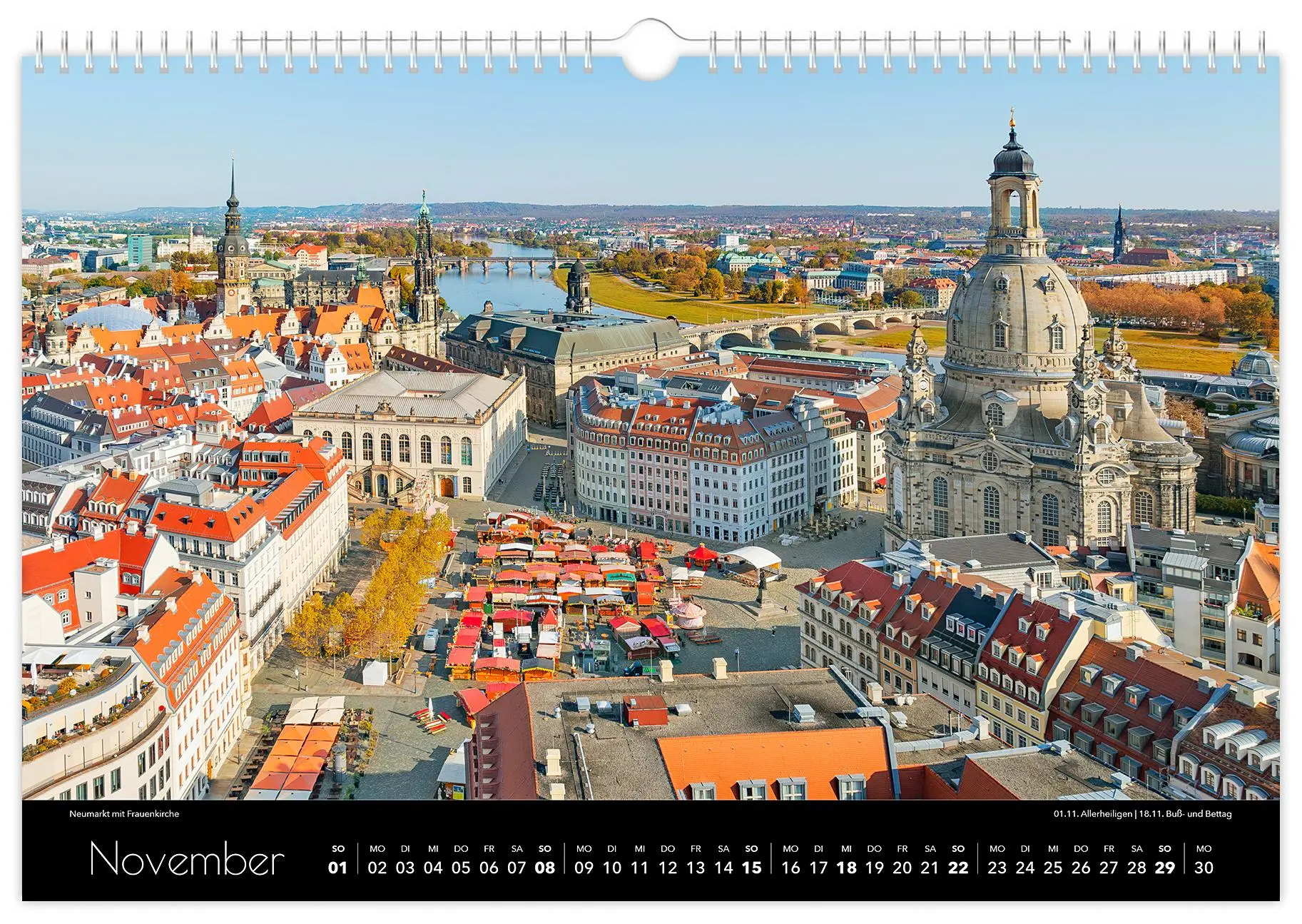 Bild: 9783910680418 | Kalender Dresden Luftaufnahmen 2026 | 45 x 30 cm schwarzes Kalendarium