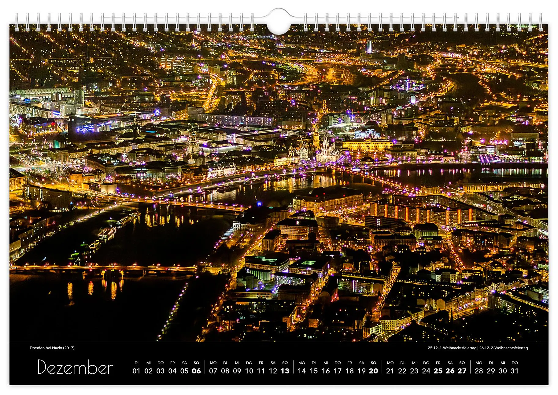 Bild: 9783910680418 | Kalender Dresden Luftaufnahmen 2026 | 45 x 30 cm schwarzes Kalendarium