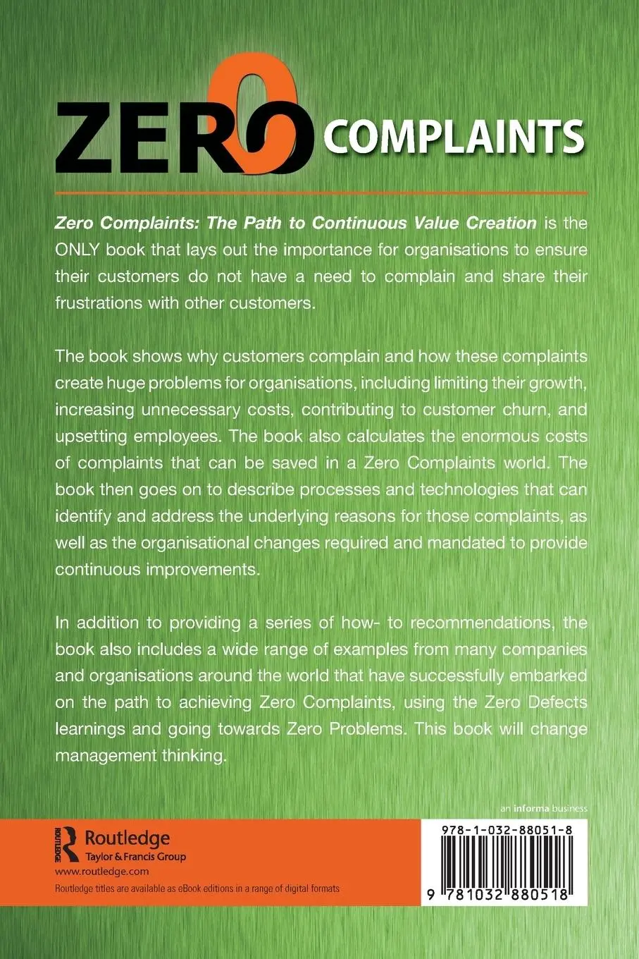 Rückseite: 9781032880518 | Zero Complaints | The Path to Continuous Value Creation | Taschenbuch