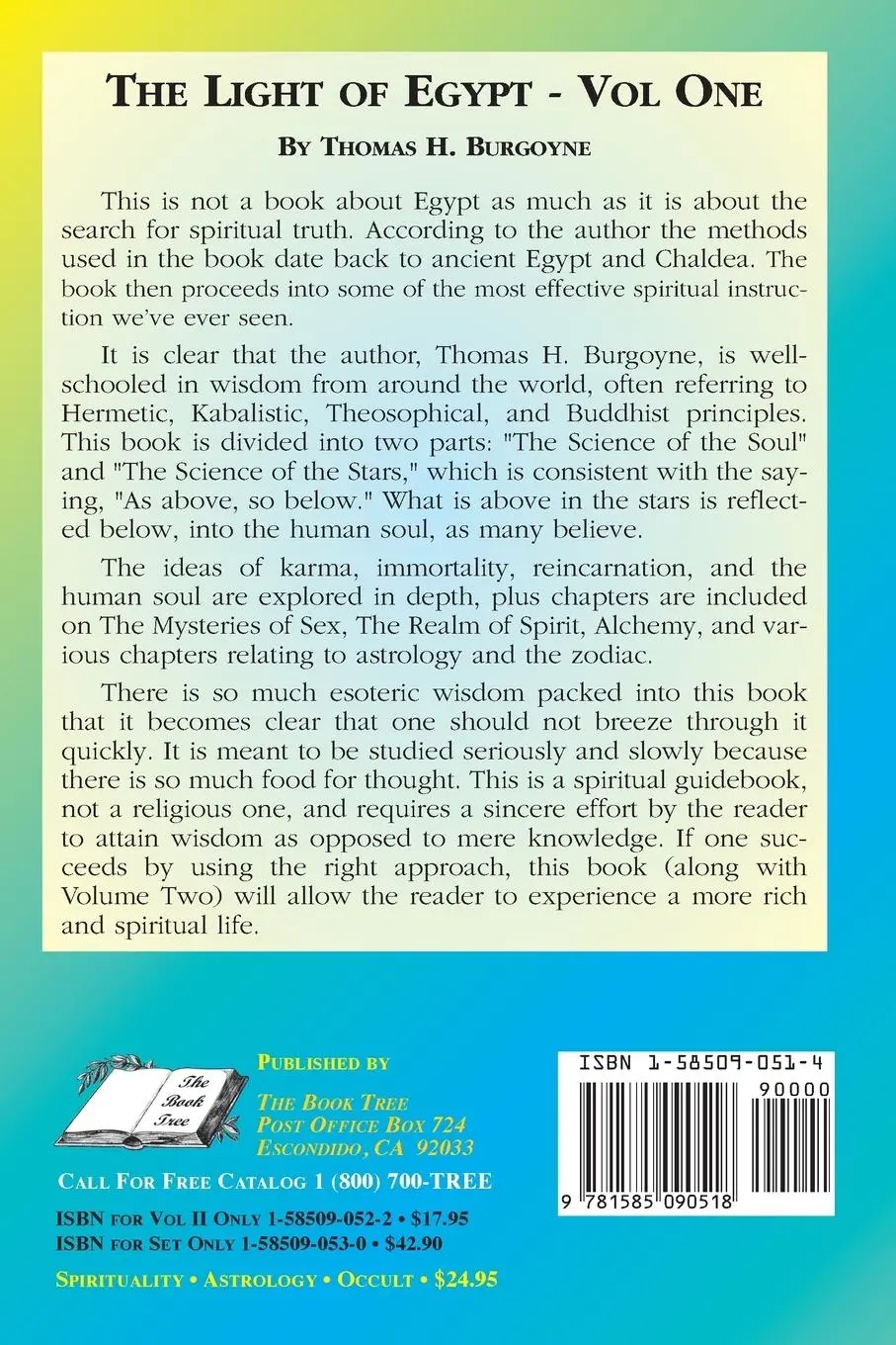 Rückseite: 9781585090518 | The Light of Egypt | Volume One, the Science of the Soul and the Stars