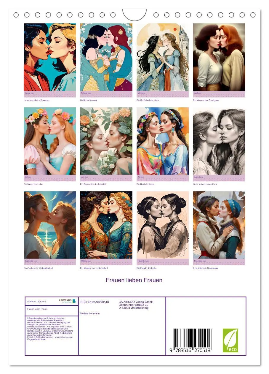 Bild: 9783516270518 | Frauen lieben Frauen (Wandkalender 2026 DIN A4 hoch), CALVENDO...