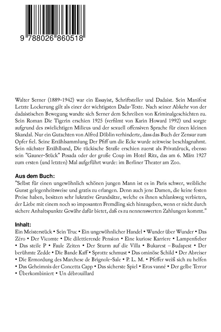 Rückseite: 9788026860518 | Erotische Krimis | 27 Erotikthrillern | Walter Serner | Taschenbuch