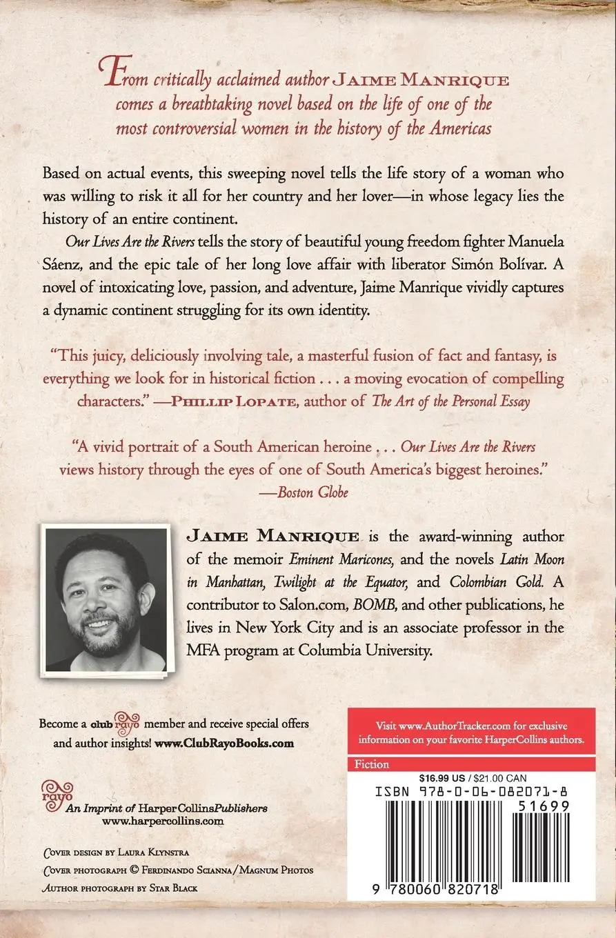 Rückseite: 9780060820718 | Our Lives Are the Rivers | Jaime Manrique | Taschenbuch | Englisch