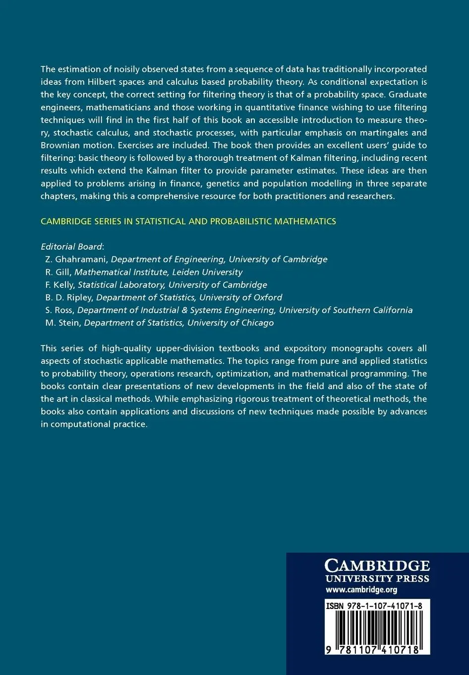 Rückseite: 9781107410718 | Measure Theory and Filtering | Introduction and Applications | Buch