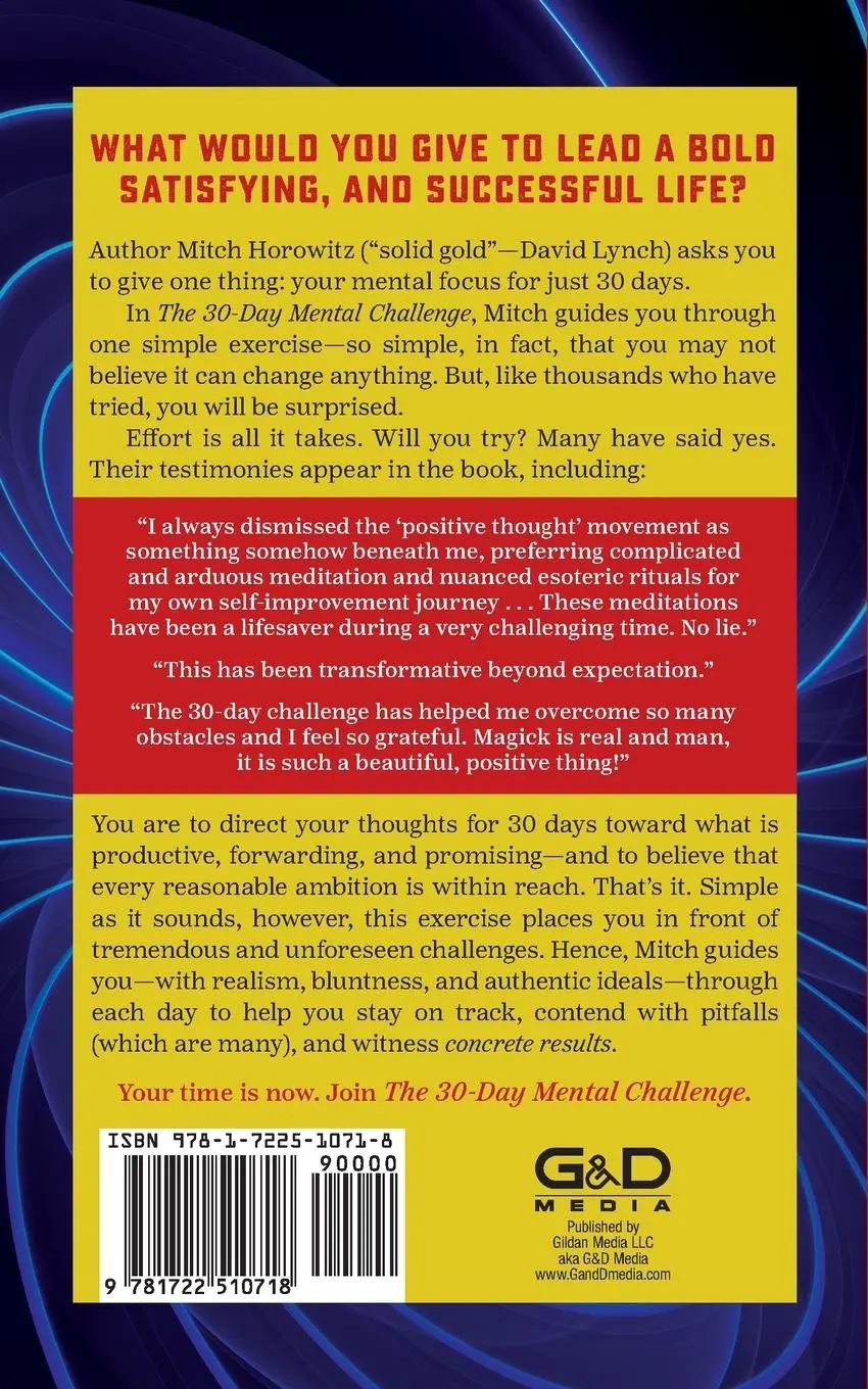 Rückseite: 9781722510718 | 30 Day Mental Challenge | Mitch Horowitz | Taschenbuch | Englisch