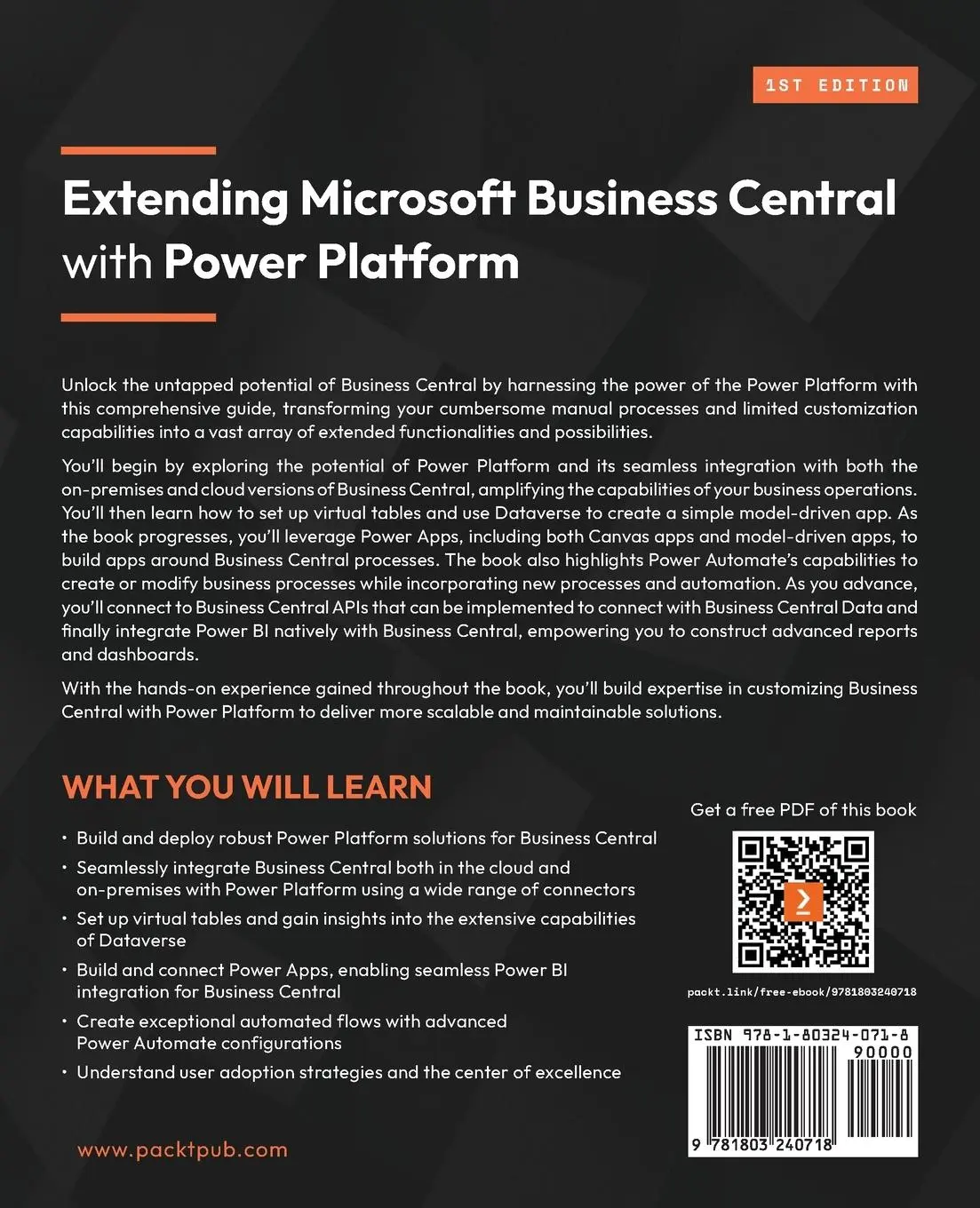 Rückseite: 9781803240718 | Extending Microsoft Business Central with Power Platform | Taschenbuch