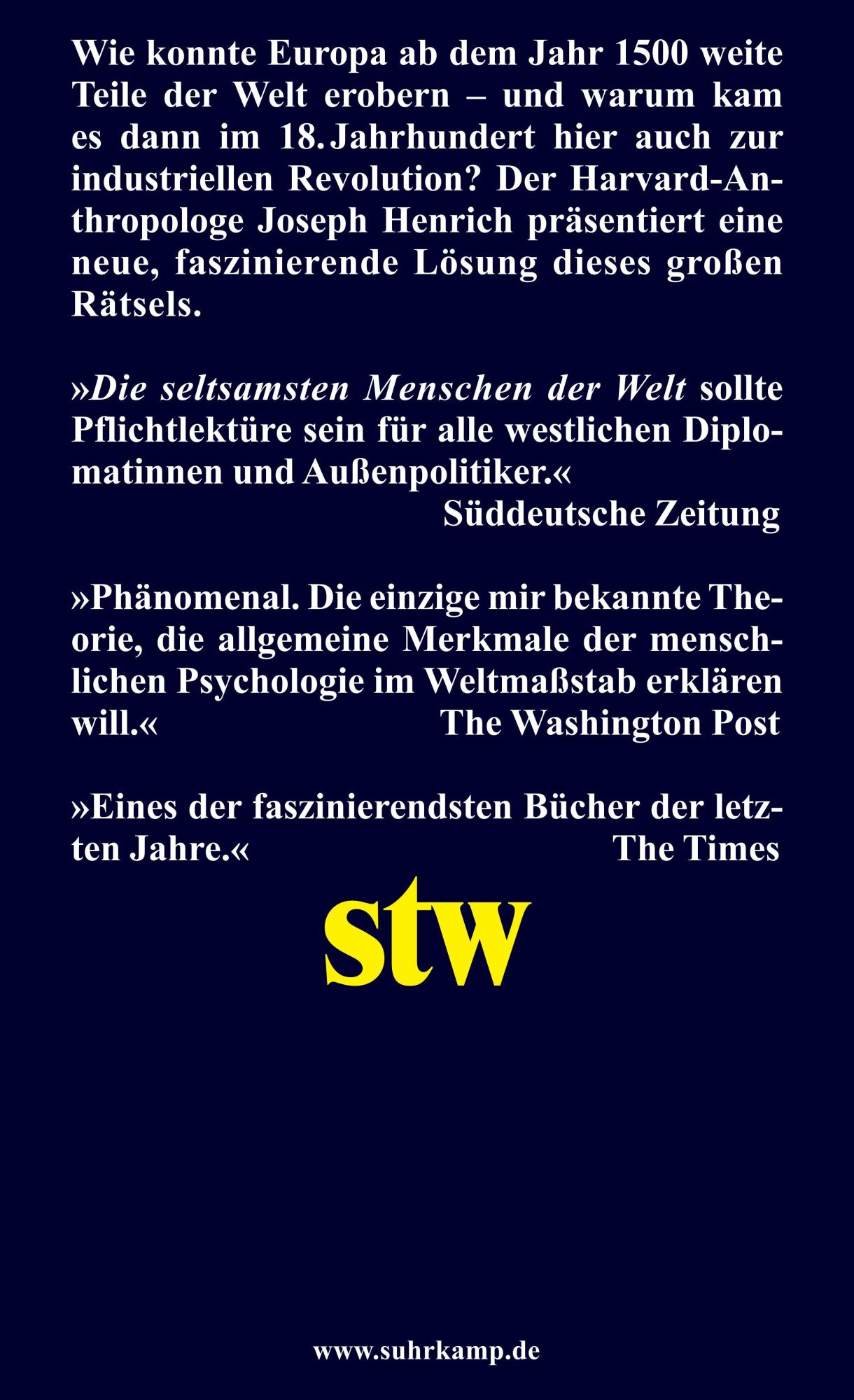 Rückseite: 9783518300718 | Die seltsamsten Menschen der Welt | Joseph Henrich | Taschenbuch