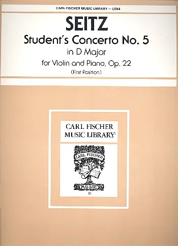 Cover: 9780825800818 | Student's Concerto No. 5, Opus 22 in D Major | First Position | Seitz