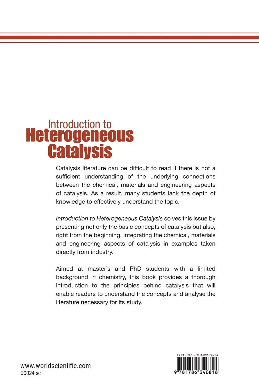 Rückseite: 9781786340818 | INTRODUCTION TO HETEROGENEOUS CATALYSIS | Prins Roel | Taschenbuch