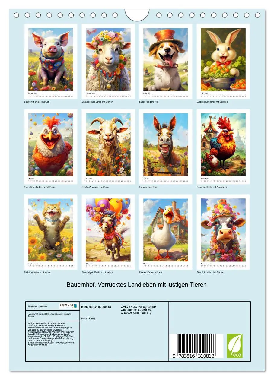 Bild: 9783516310818 | Bauernhof. Verrücktes Landleben mit lustigen Tieren (Wandkalender...