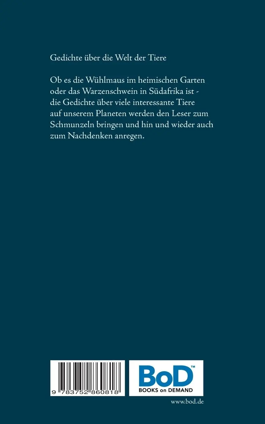Rückseite: 9783752860818 | Die Welt der Tiere | Werner Hüper | Taschenbuch | 72 S. | Deutsch