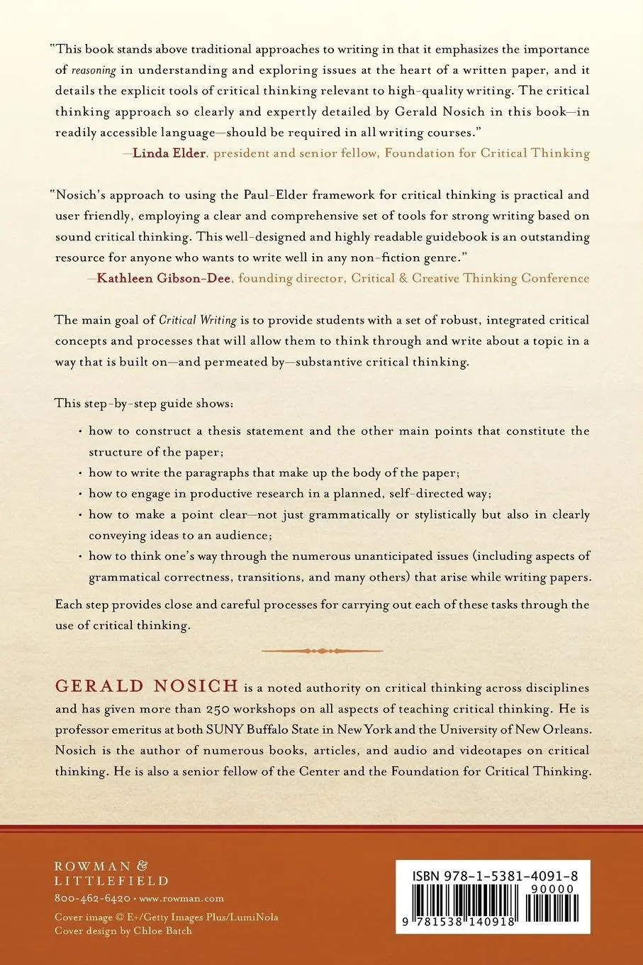 Rückseite: 9781538140918 | Critical Writing | Gerald Nosich | Taschenbuch | Englisch | 2021