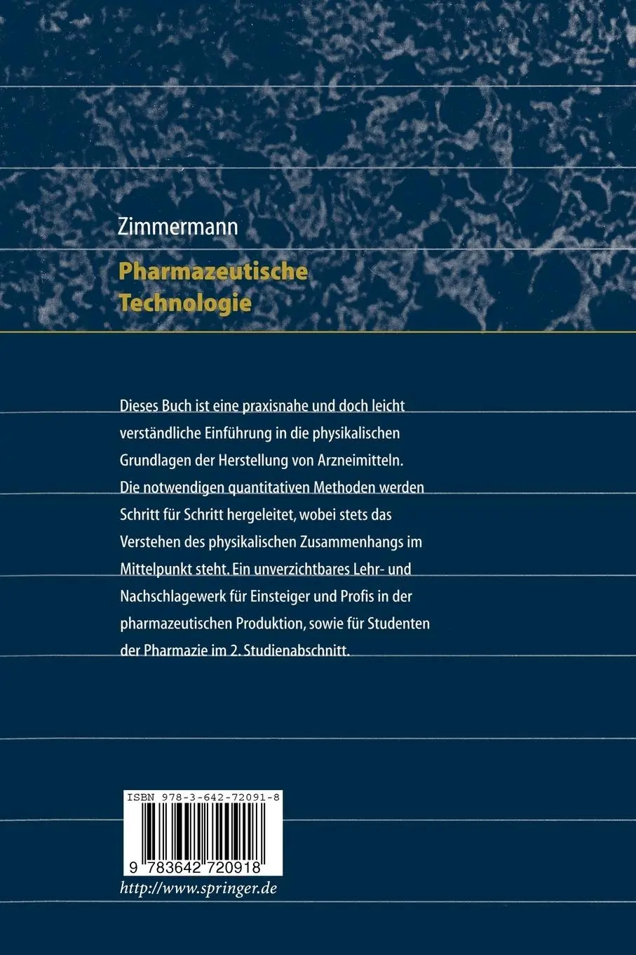 Rückseite: 9783642720918 | Pharmazeutische Technologie | Ingfried Zimmermann | Taschenbuch | xx
