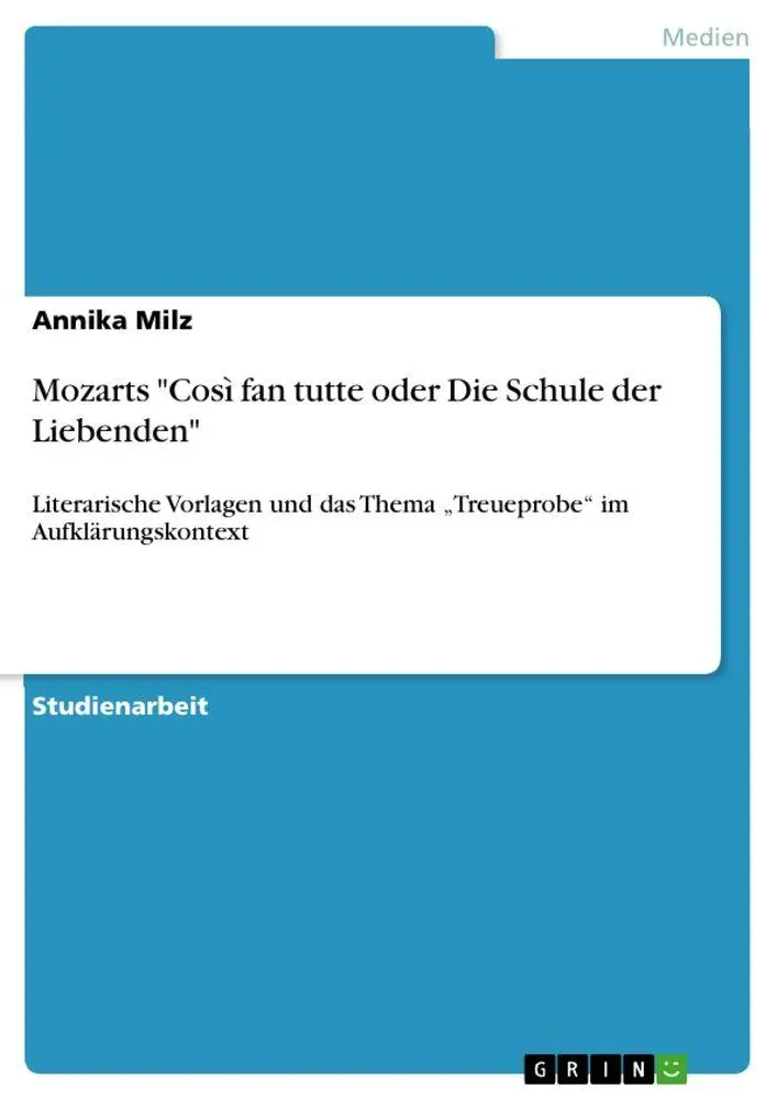 Cover: 9783668180918 | Mozarts "Così fan tutte oder Die Schule der Liebenden" | Annika Milz