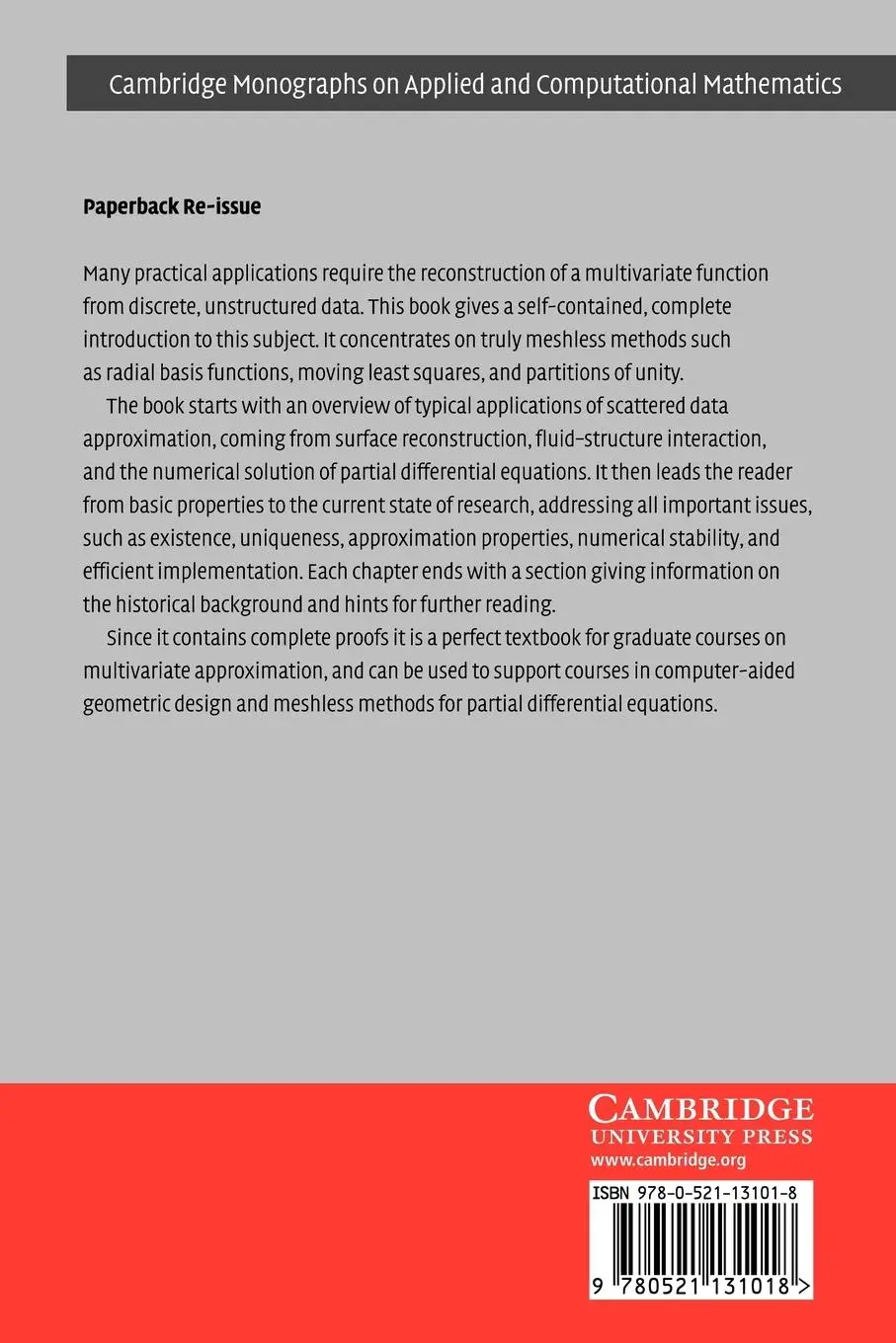 Rückseite: 9780521131018 | Scattered Data Approximation | Holger Wendland (u. a.) | Taschenbuch