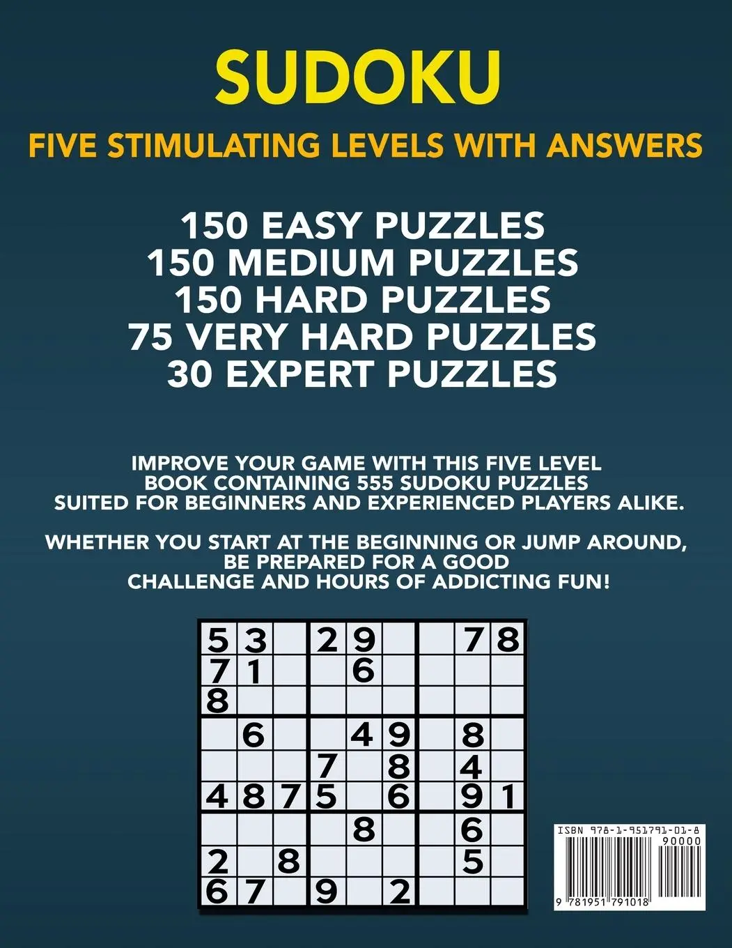 Rückseite: 9781951791018 | Sudoku 555 Puzzles Easy to Expert | Game Nest | Taschenbuch | Englisch