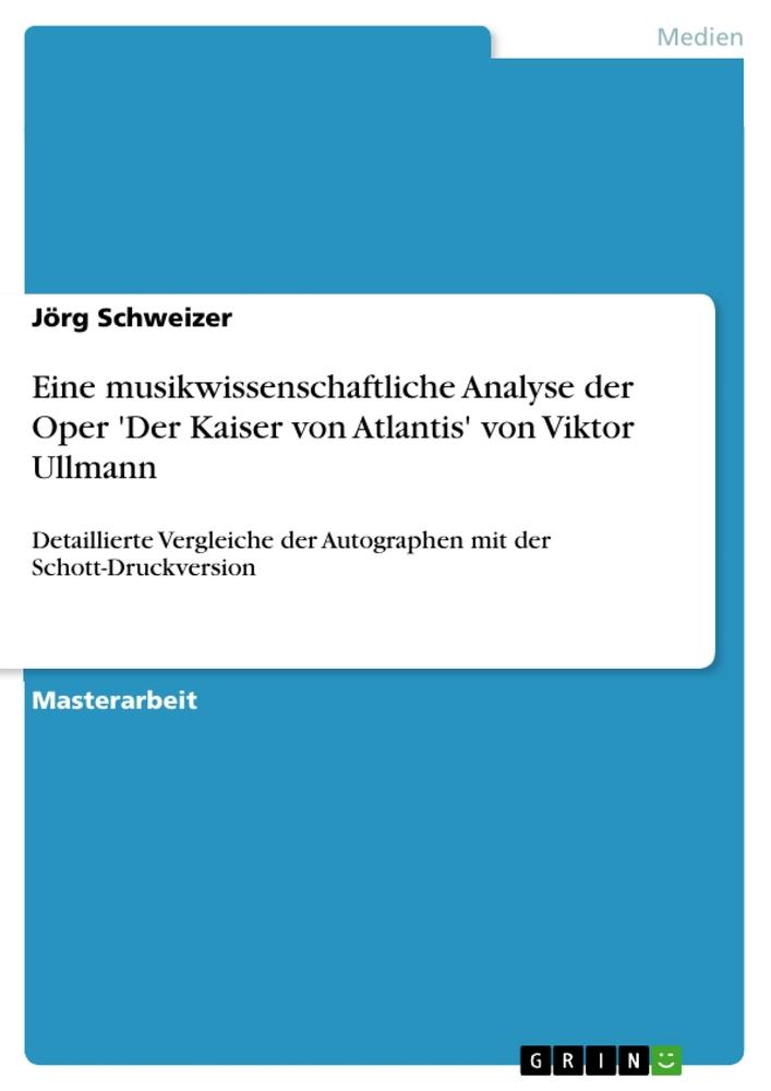 Cover: 9783389031018 | Eine musikwissenschaftliche Analyse der Oper 'Der Kaiser von...