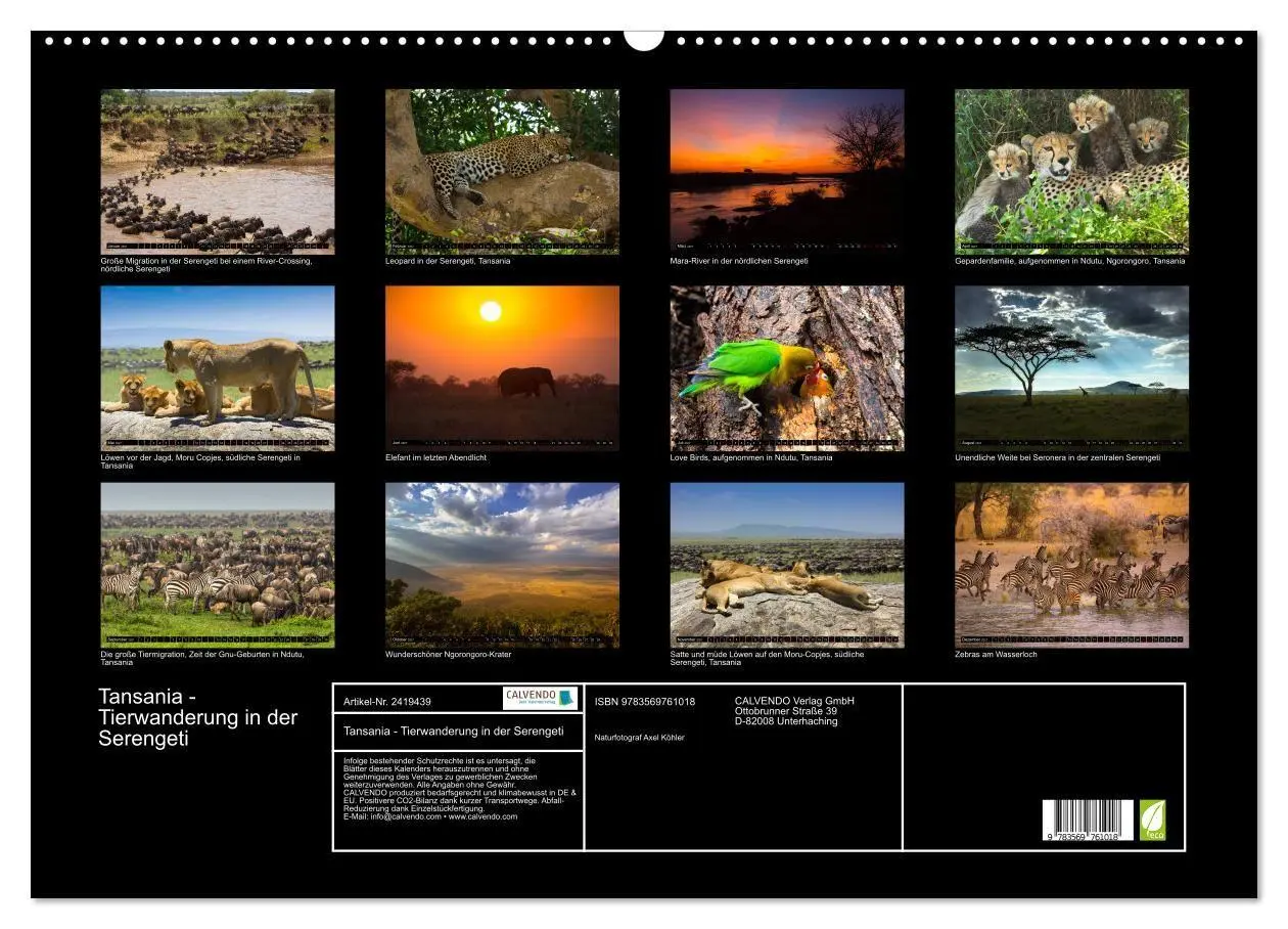 Bild: 9783569761018 | Tansania - Tierwanderung in der Serengeti (Wandkalender 2027 DIN A2...