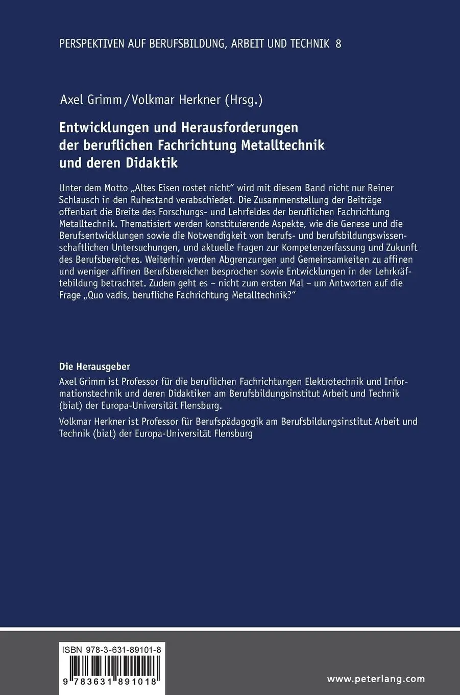 Rückseite: 9783631891018 | Entwicklungen und Herausforderungen der beruflichen Fachrichtung...