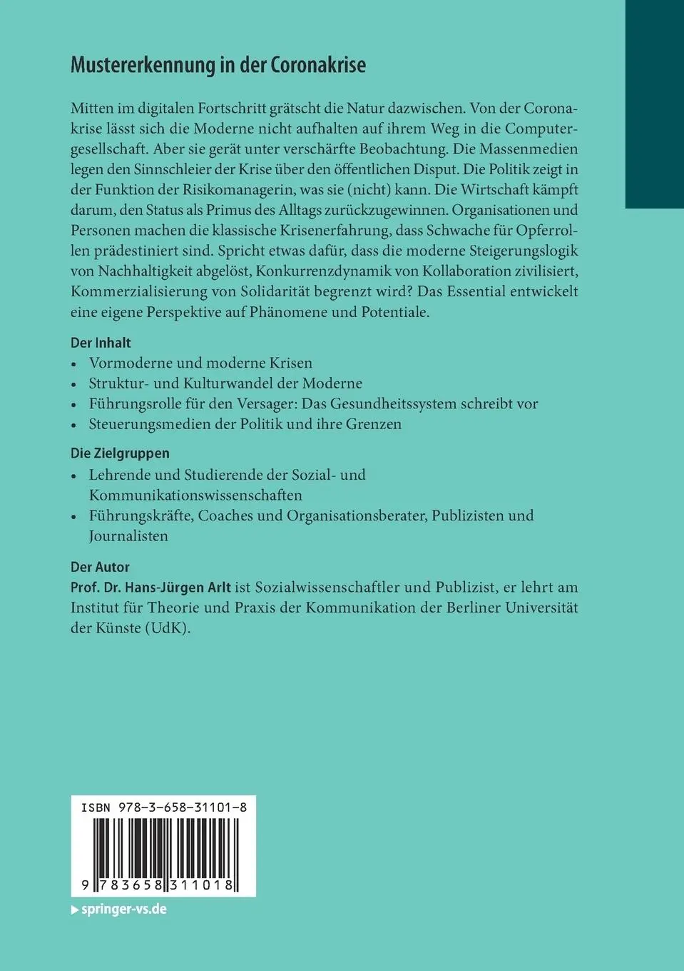 Rückseite: 9783658311018 | Mustererkennung in der Coronakrise | Hans-Jürgen Arlt | Taschenbuch