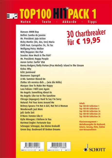 Cover: 9783795791018 | Top 100 Hitpack 1 | Notenblätter (ungebunden) | 216 S. | Deutsch