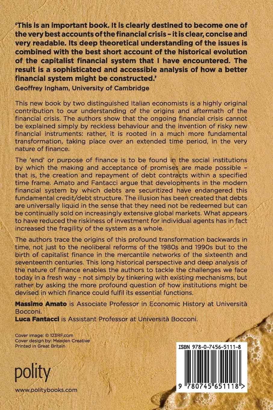 Rückseite: 9780745651118 | The End of Finance | Massimo Amato (u. a.) | Taschenbuch | 300 S.