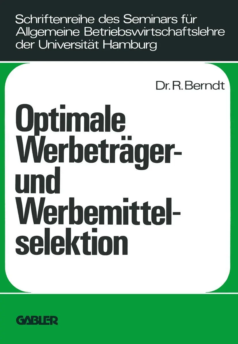 Cover: 9783409351218 | Optimale Werbeträger- und Werbemittelselektion | Ralph Berndt | Buch