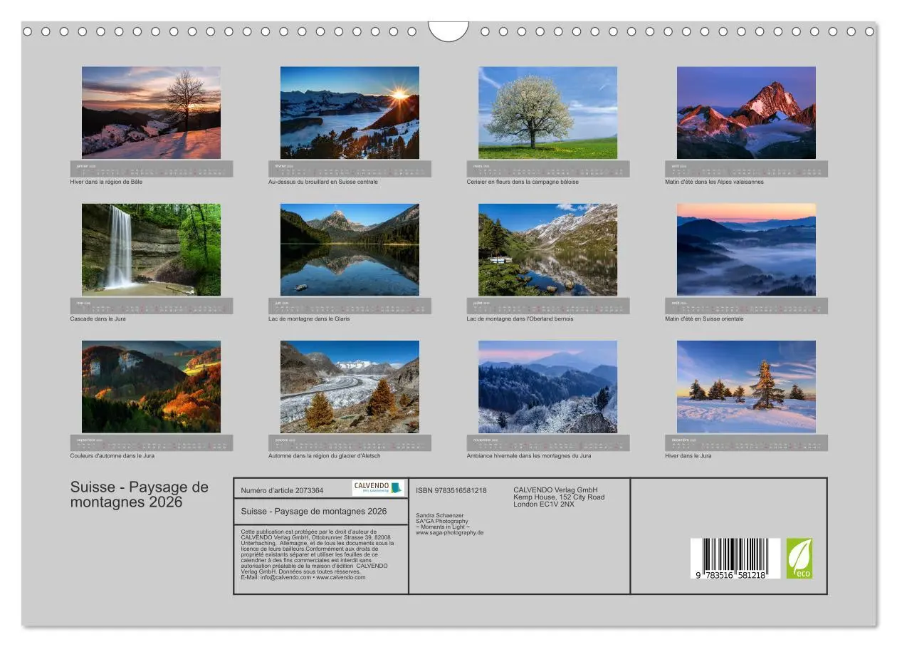 Bild: 9783516581218 | Suisse - Paysage de montagnes 2026 (Calendrier mural 2026 DIN A3...