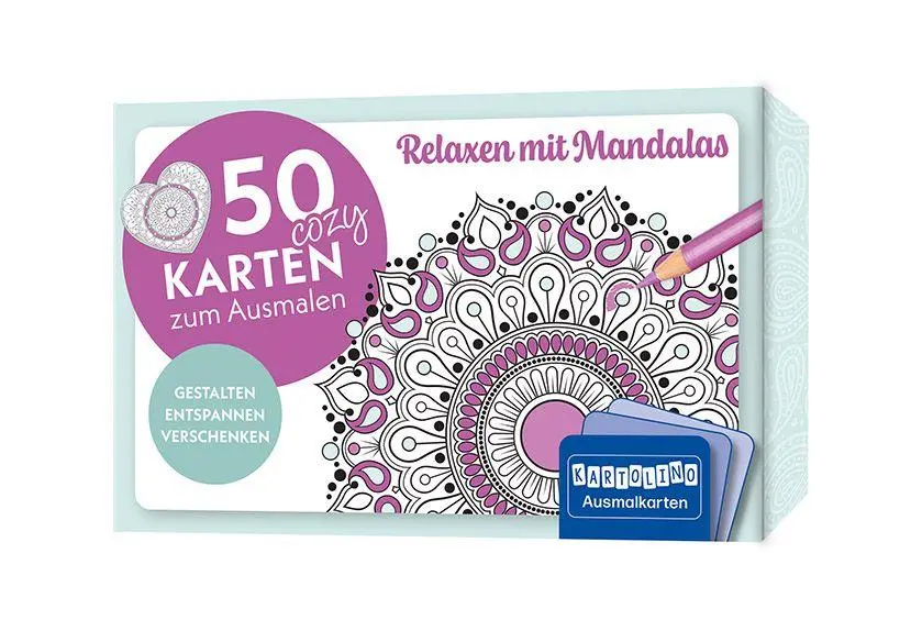 Cover: 9783790101218 | 50 cozy Karten zum Ausmalen - Relaxen mit Mandalas | Box | 50 S.