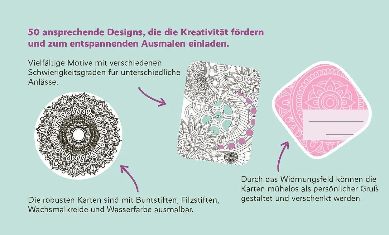 Bild: 9783790101218 | 50 cozy Karten zum Ausmalen - Relaxen mit Mandalas | Box | 50 S.