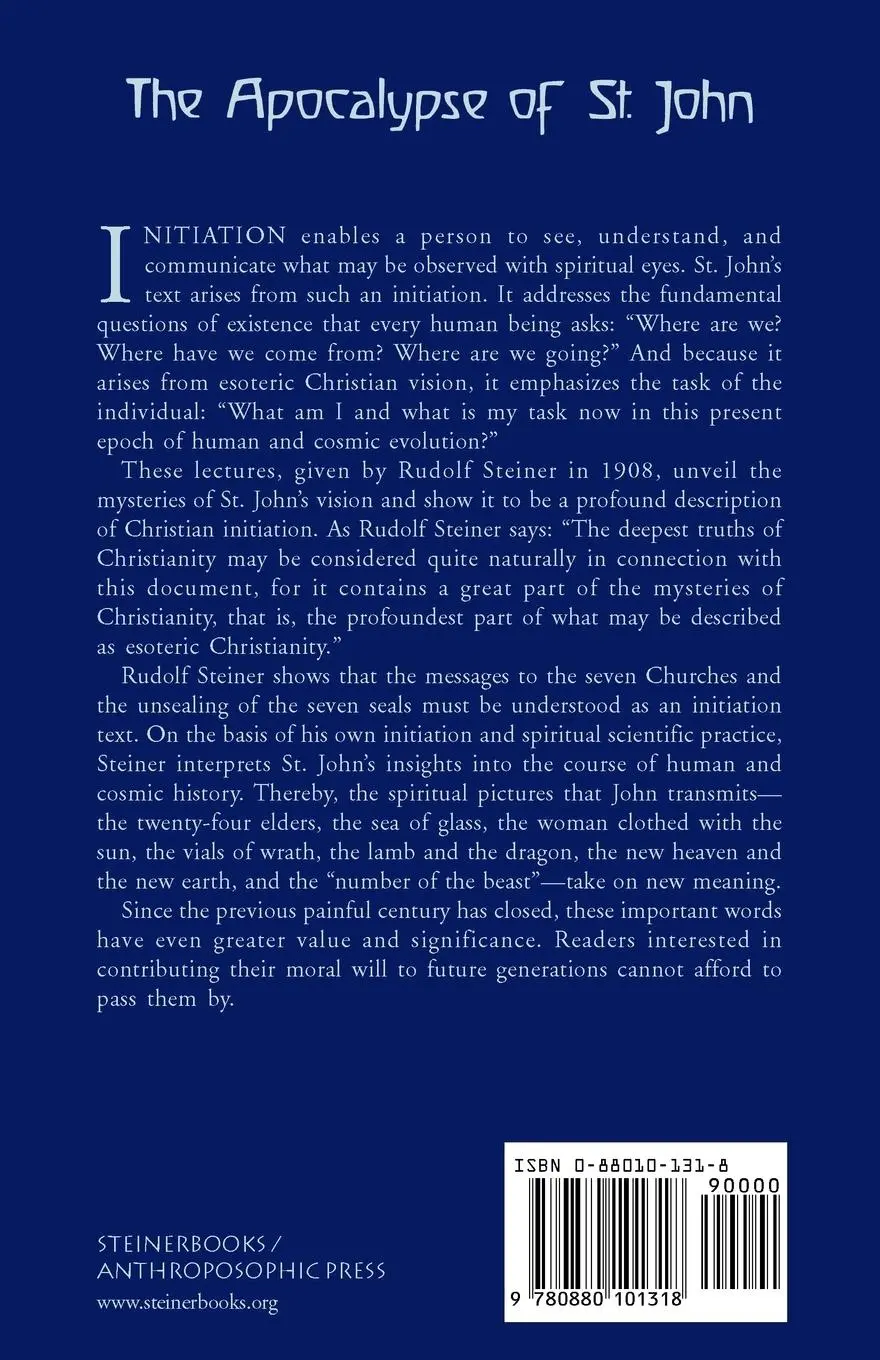 Rückseite: 9780880101318 | The Apocalypse of St. John | Rudolf Steiner | Taschenbuch | Gebunden