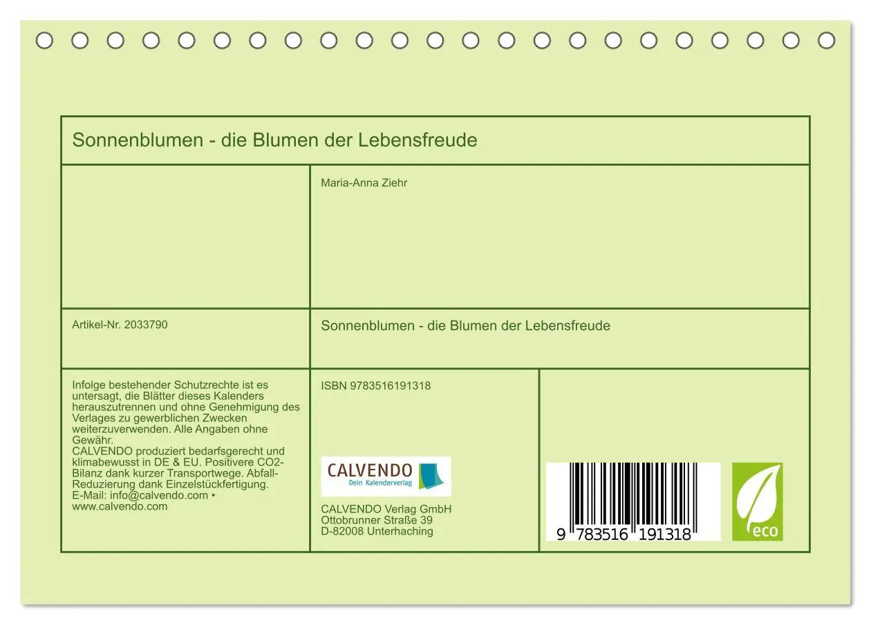 Bild: 9783516191318 | Sonnenblumen - die Blumen der Lebensfreude (Tischkalender 2026 DIN...