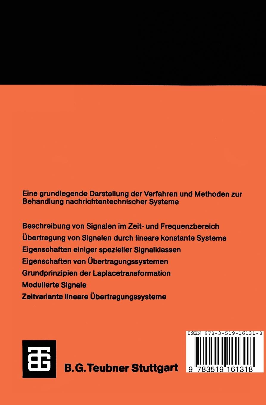 Rückseite: 9783519161318 | Elemente nachrichtentechnischer Systeme | A. Fettweis | Taschenbuch