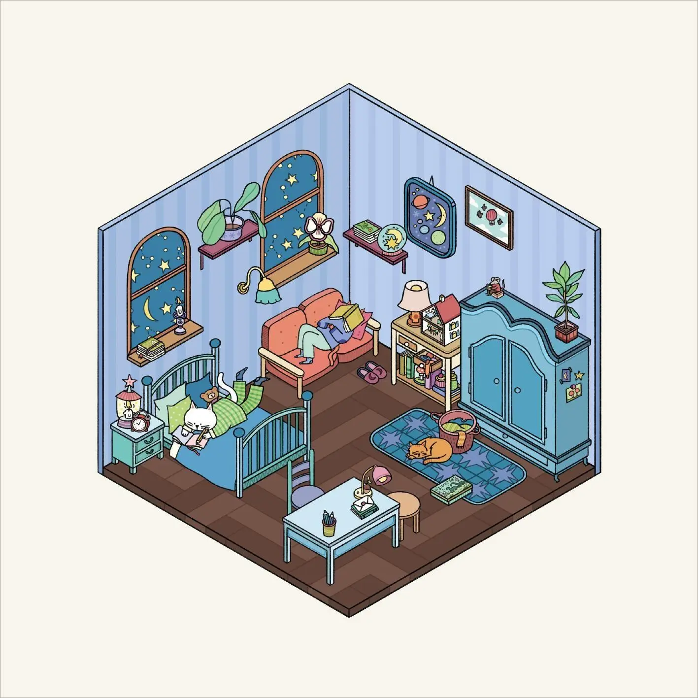 Bild: 9783845871318 | Mein 3D-Stickerhaus - Cozy Zuhause | Hannah Detterbeck | Taschenbuch