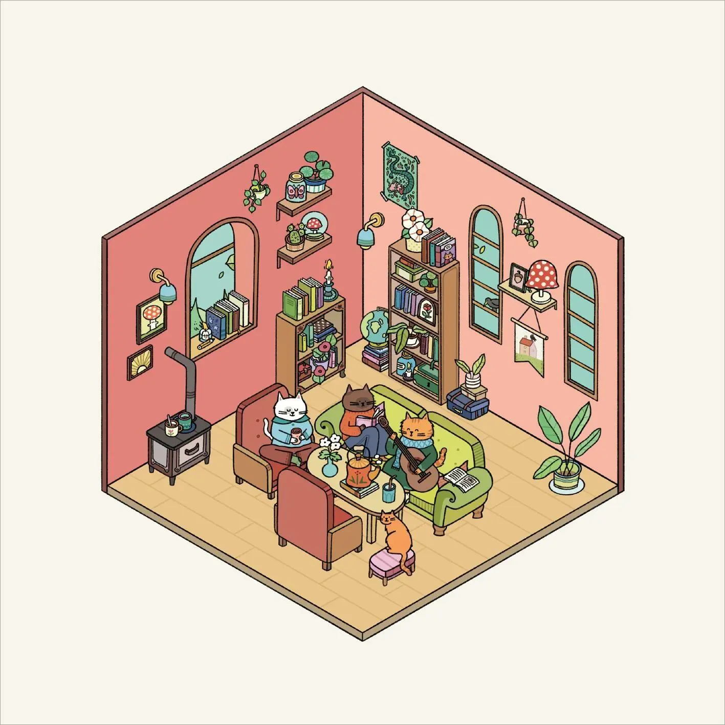 Bild: 9783845871318 | Mein 3D-Stickerhaus - Cozy Zuhause | Hannah Detterbeck | Taschenbuch