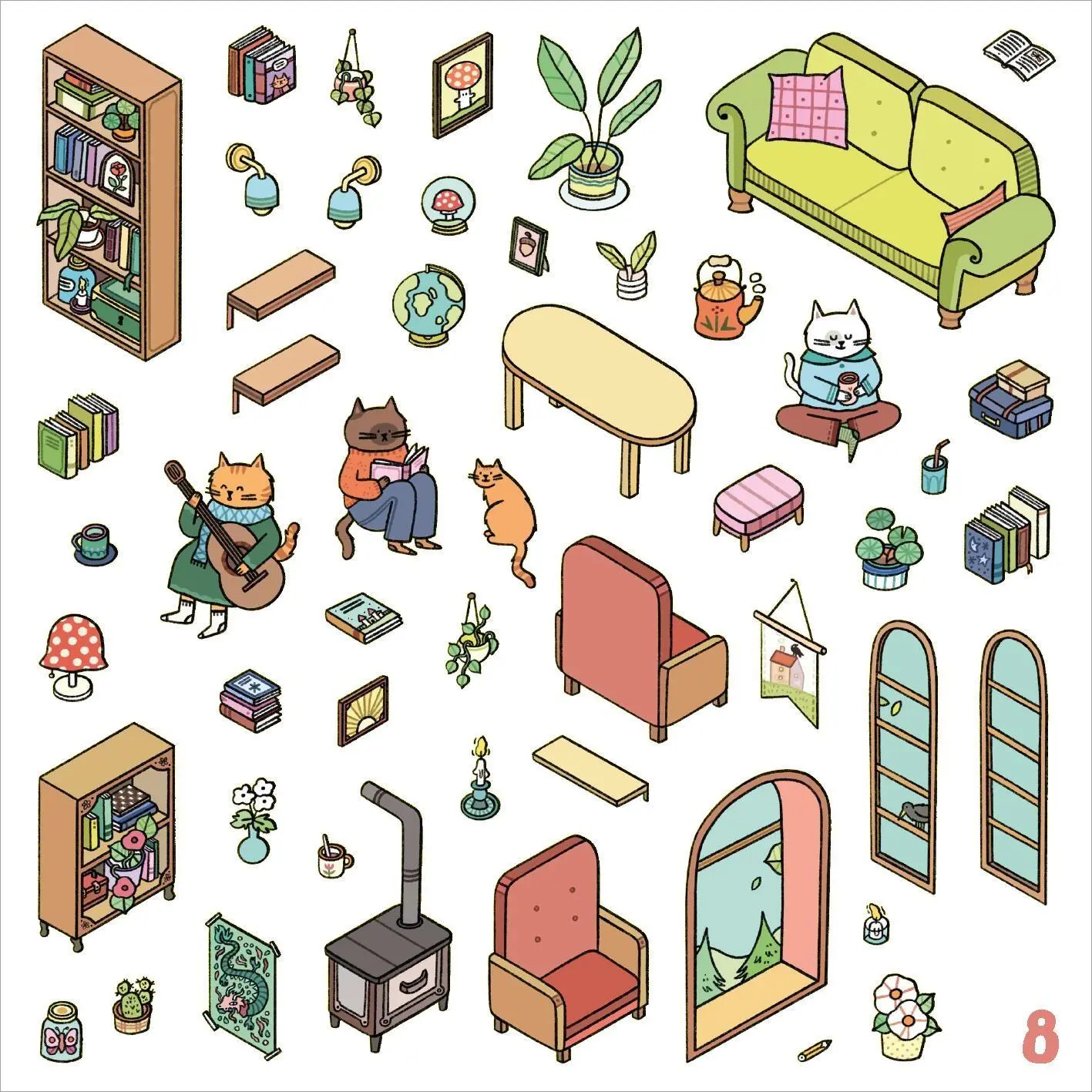 Bild: 9783845871318 | Mein 3D-Stickerhaus - Cozy Zuhause | Hannah Detterbeck | Taschenbuch